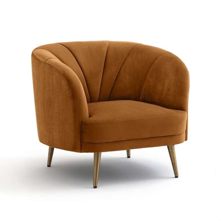 Кресло велюровое Leone коричневого цвета