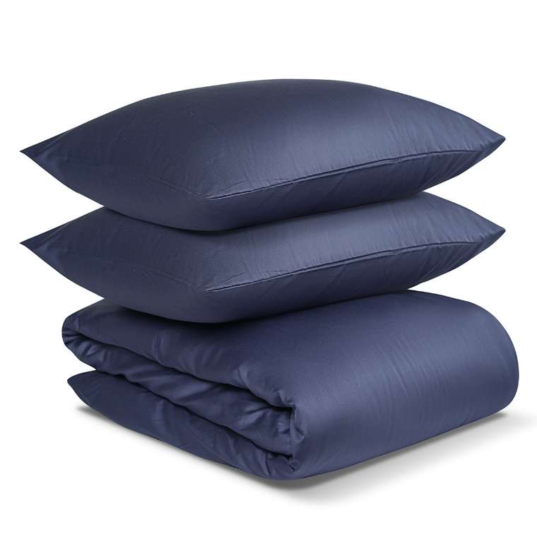 Комплект постельного белья Essential из сатина темно-синего цвета 200х220
