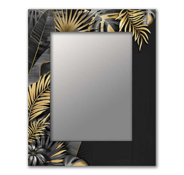 Настенное зеркало Пальмы Голд 50х65 черно-золотого цвета