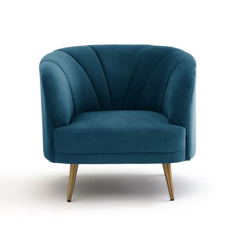 Кресло велюровое Leone синего цвета