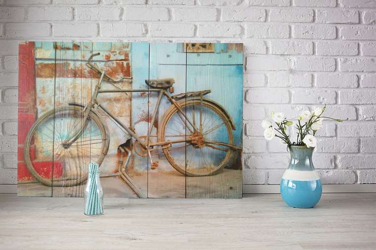 Картина на дереве Старый велосипед 40х60 см