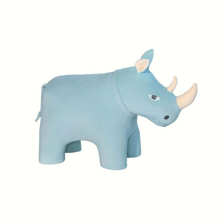 Детский пуф Носорог пастельно-голубого цвета