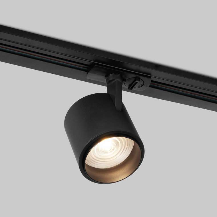 Трековый светодиодный светильник Cors для однофазного шинопровода черного цвета