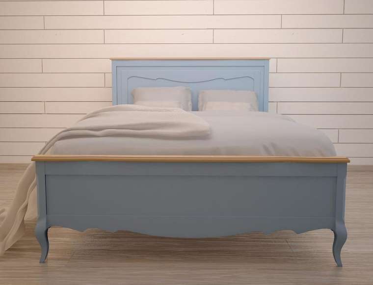 Голубая двуспальная кровать "Leontina" 180х200