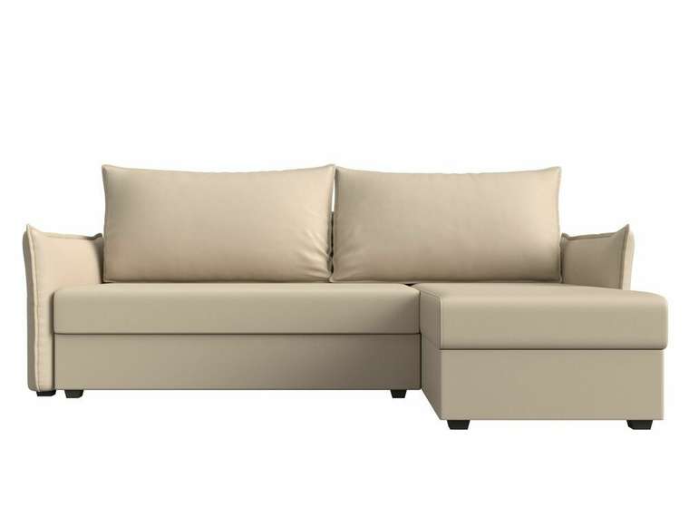 Угловой диван-кровать Лига 004 бежевого цвета угол правый (экокожа)