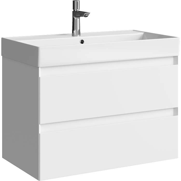 Подвесная тумба с раковиной Geometria 81 белого цвета