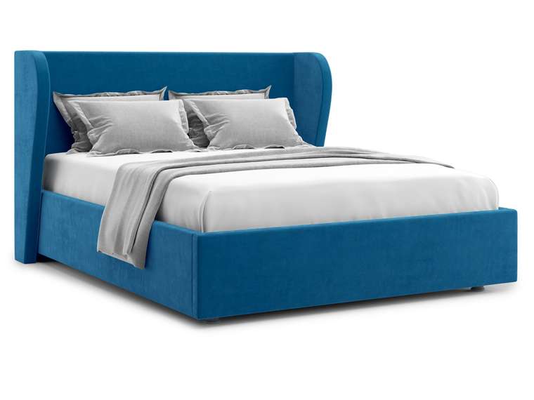 Кровать Tenno 160х200 сине-голубого цвета с подъемным механизмом 