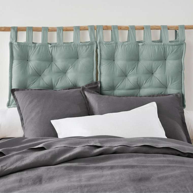 Подушка для изголовья кровати серо-зеленого цвета 50x70 