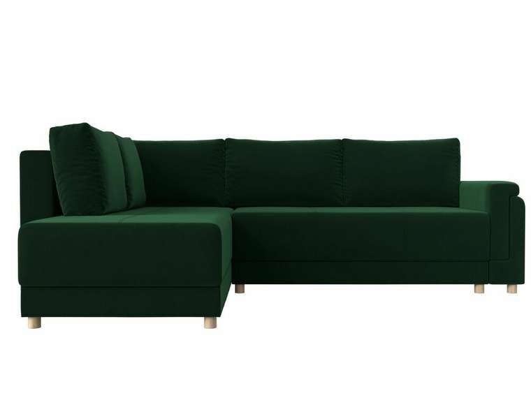 Угловой диван-кровать Лига 024 зеленого цвета левый угол