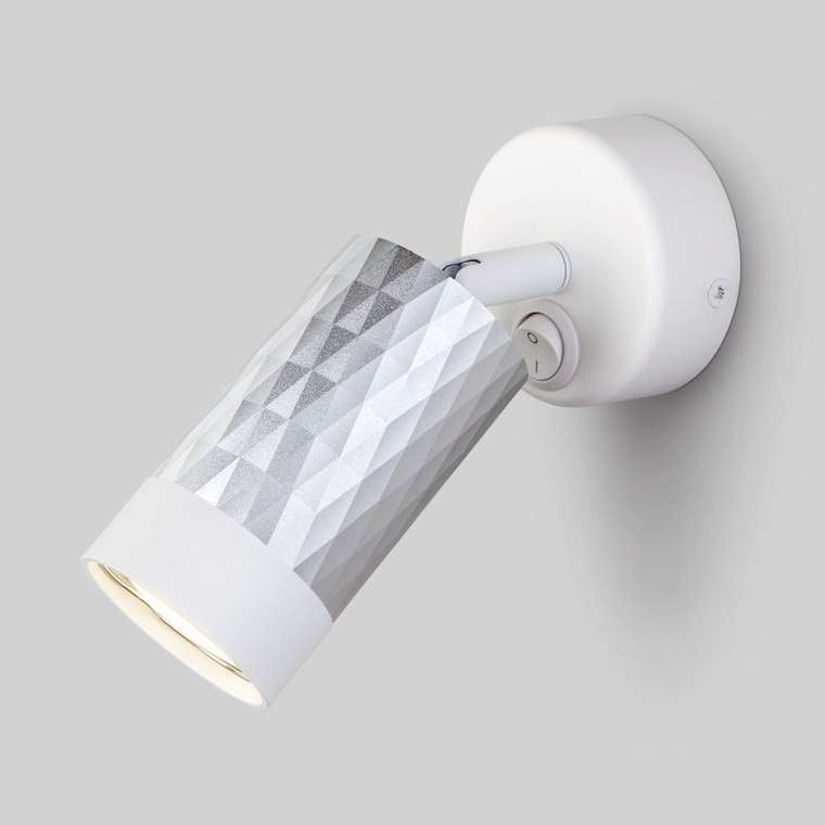 Настенный светодиодный светильник с выключателем 20088/1 белый/серебро Mizar