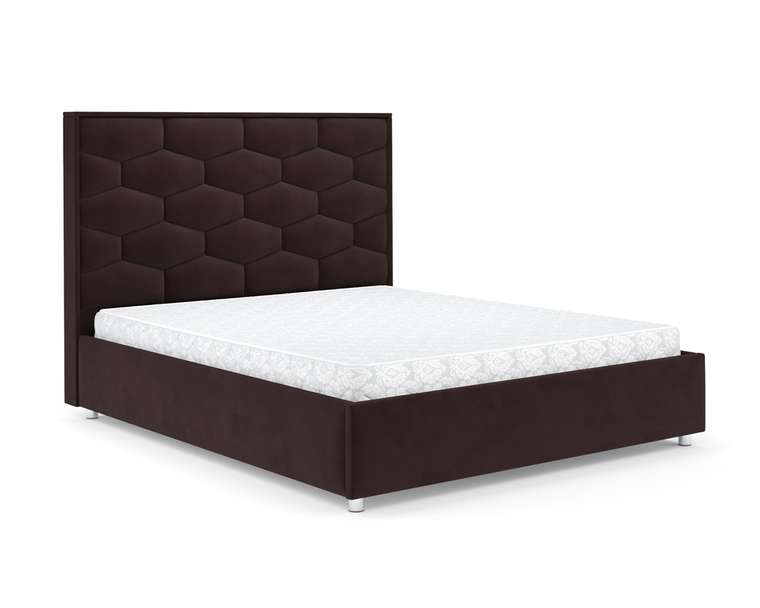 Кровать Рица 160х190 темно-коричневого цвета с подъемным механизмом (велюр)