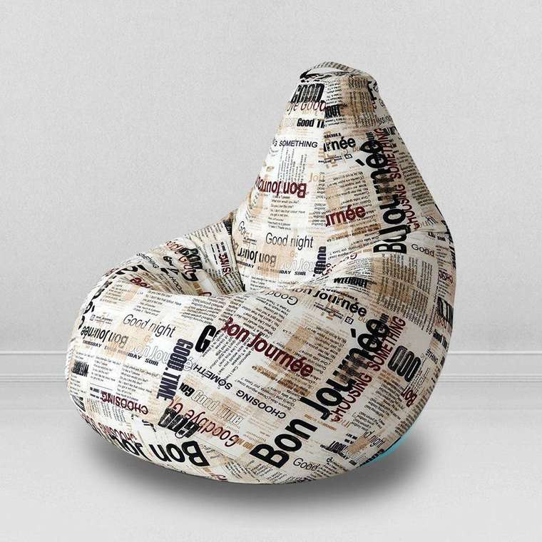 Кресло-мешок груша Газета XL-Компакт бежевого цвета