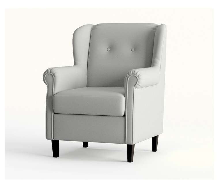 Кресло из велюра Леон светло-серого цвета