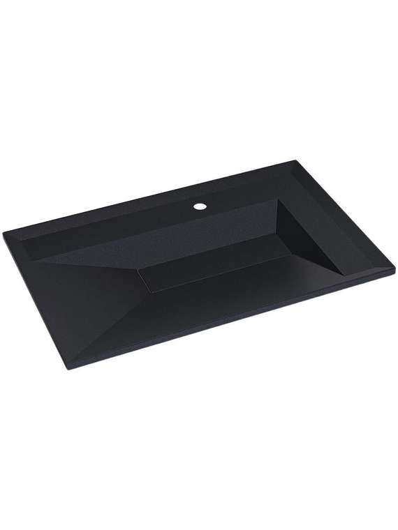 Раковина накладная Uperwood Lotus Quartz черная прямоугольная 80х50 см