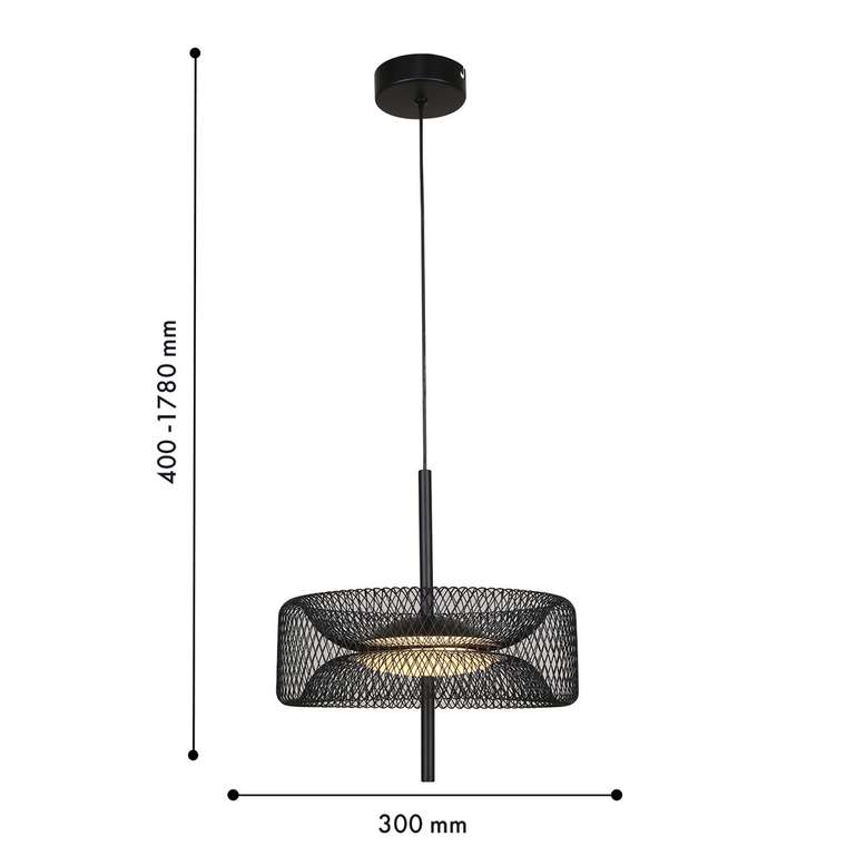 подвес Trigger черный металл, стекло LED*12W, 960LM, 3000K, included