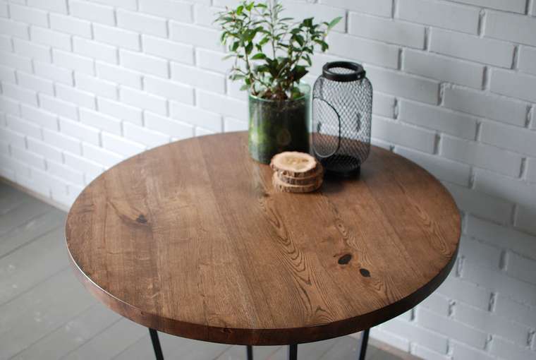 Обеденный стол Slab Round Espresso черно-коричневого цвета