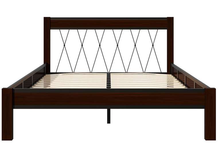 Кровать Кантри 140х200 без подъемного механизма черно-коричневого цвета