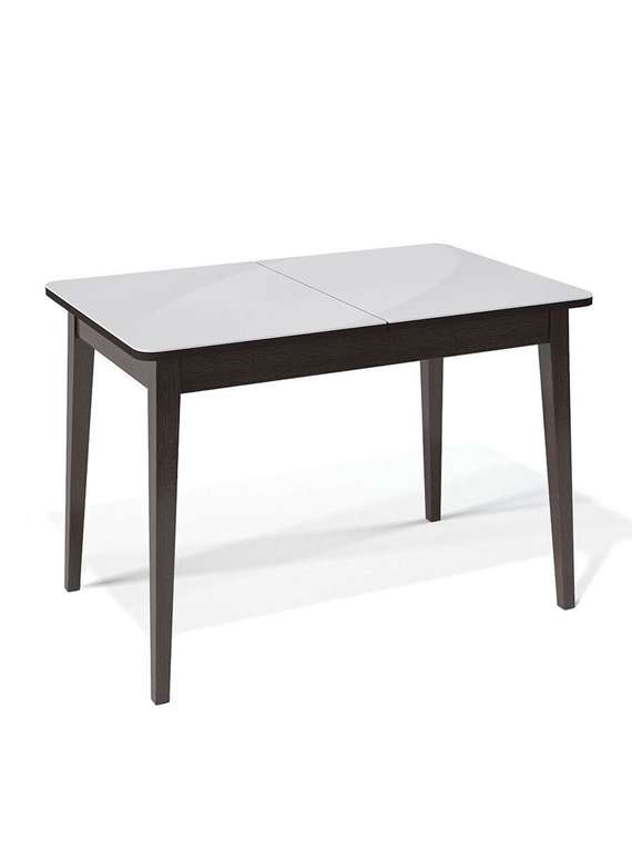 Раздвижной обеденный стол 1100М коричнево-белого цвета