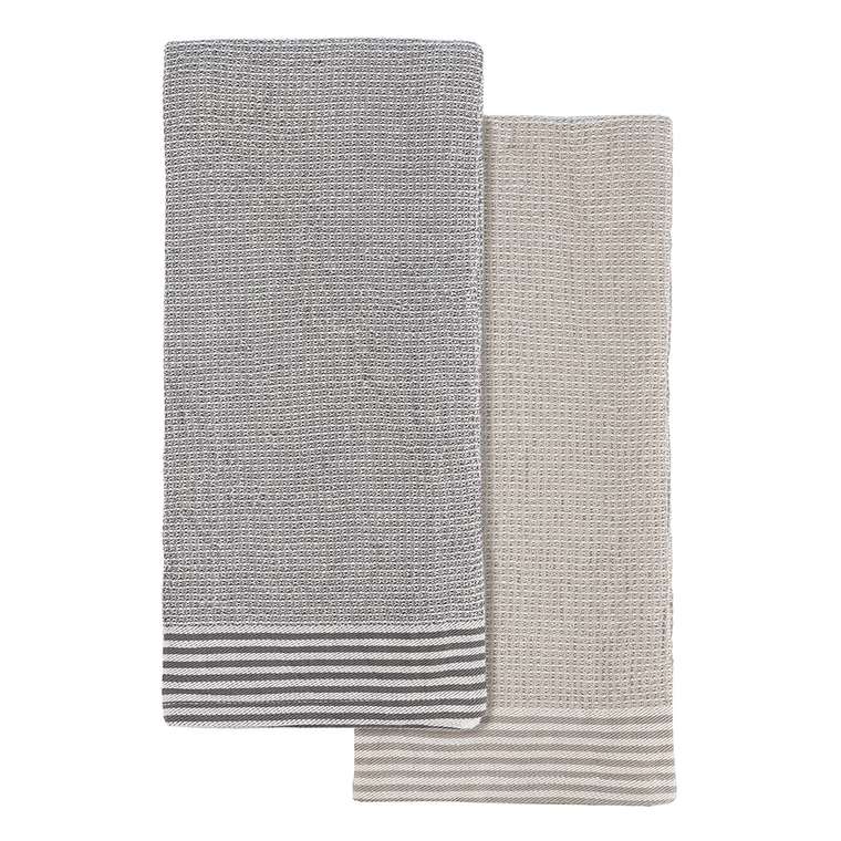 Набор из двух вафельных полотенец с контрастным кантом Essential 50х70 серого цвета