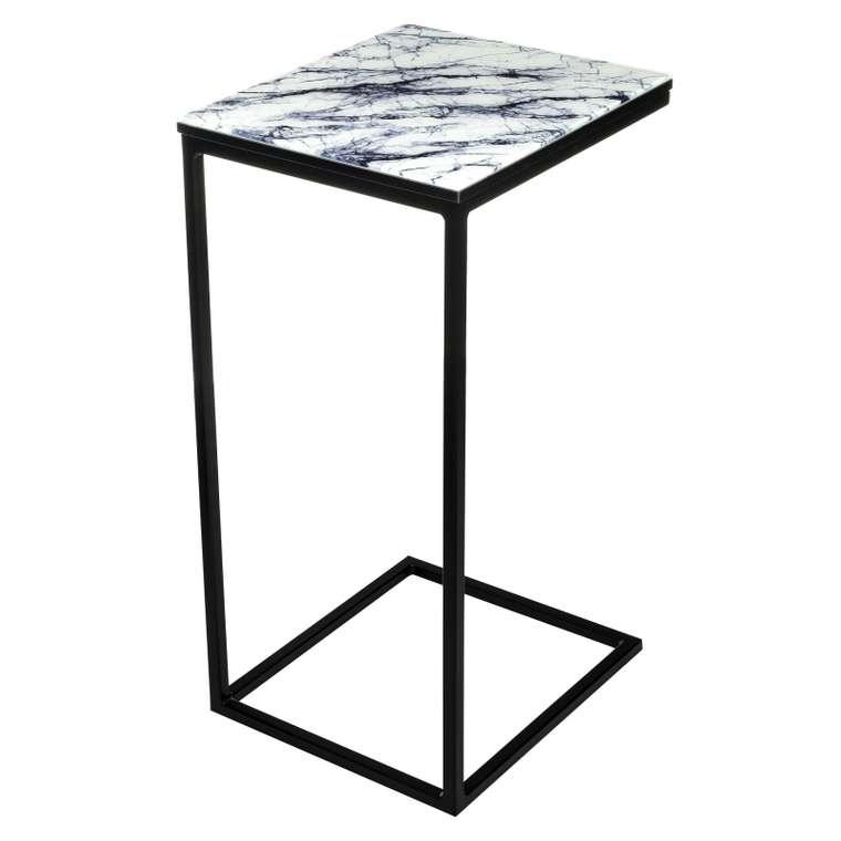 Кофейный столик Геркулес со стеклянной столешницей цвета белый мрамор