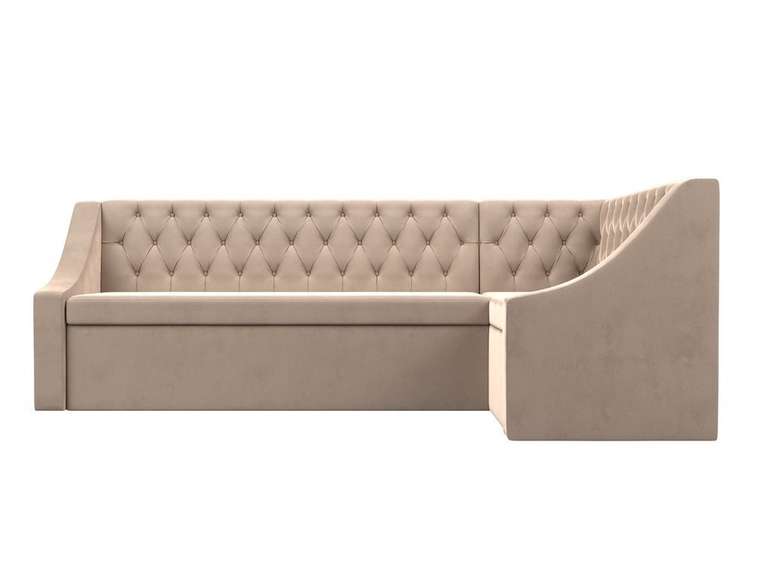 Кухонный угловой диван-кровать Мерлин бежевого цвета правый угол