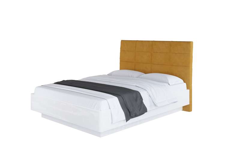 Кровать с подъемным механизмом Amber Comfort 140х200 желтого цвета с белым основанием