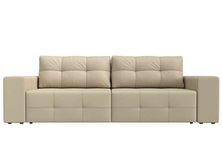 Прямой диван-кровать Перри бежевого цвета (экокожа)