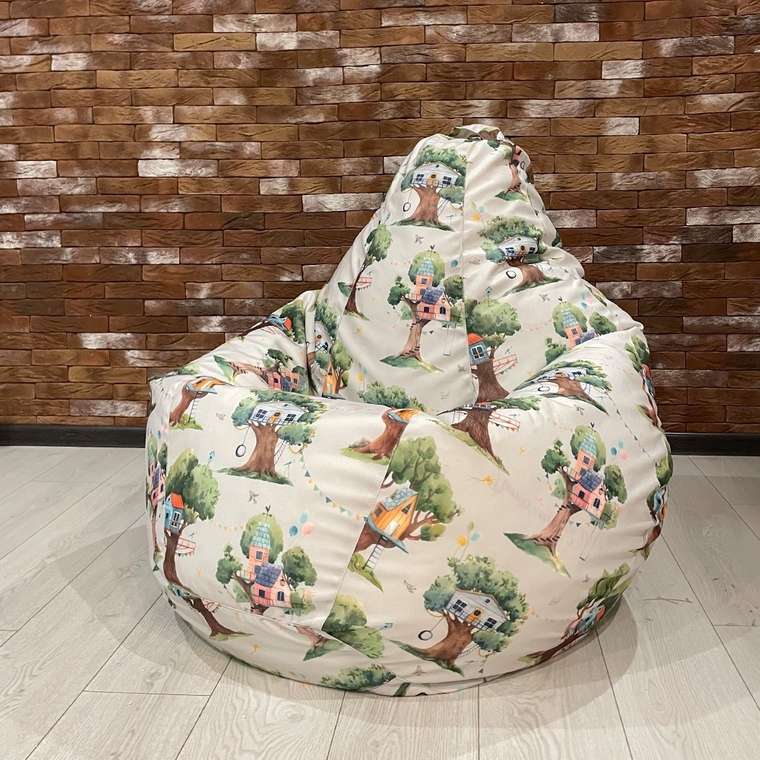 Кресло-мешок Груша XL Домик на дереве бежевого цвета