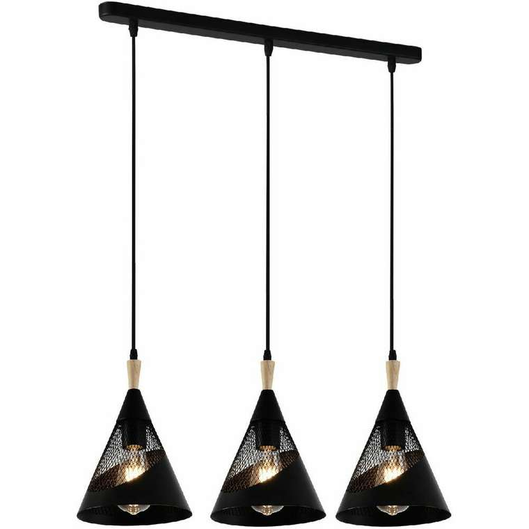 Подвесной светильник 03250-3.9-03 BK+WOOD (металл, цвет черный)