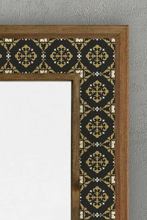 Настенное зеркало с каменной мозаикой 43x63 в раме черно-коричневого цвета