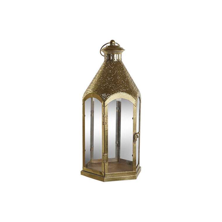 Подсвечник Home ESPRIT Позолоченный Металл Стеклянный 23 x 23 x 48 cm