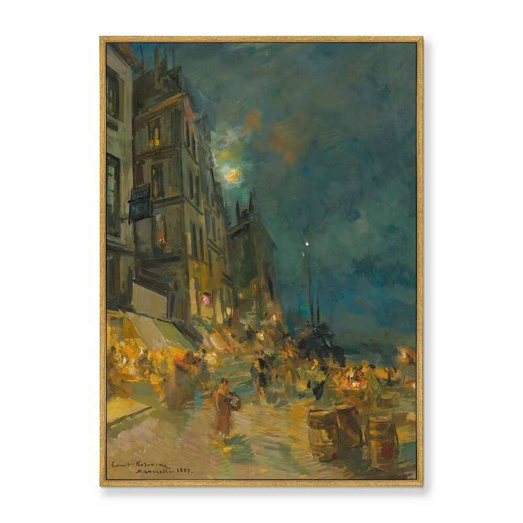 Репродукция картины на холсте Marseilles Quay By Night, 1887г.