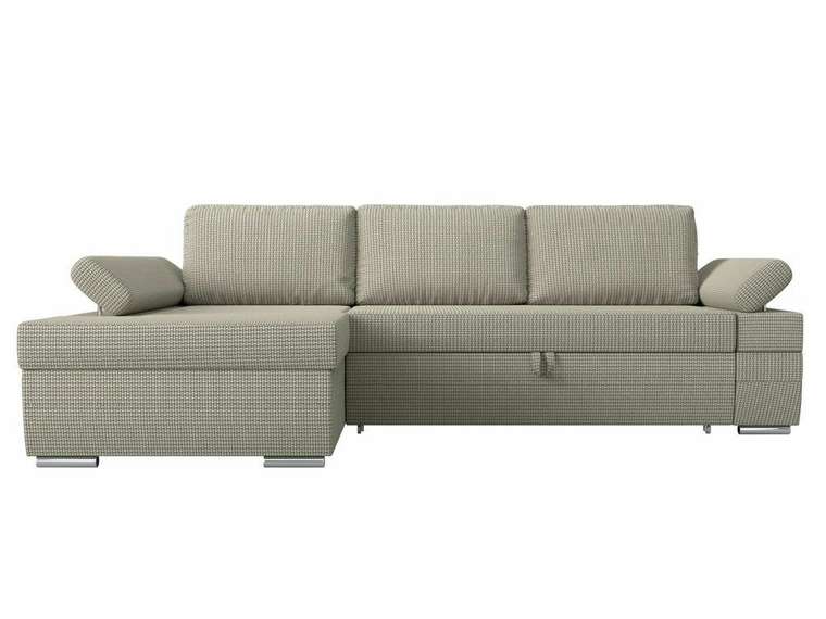 Угловой диван-кровать Канкун серо-бежевого цвета левый угол