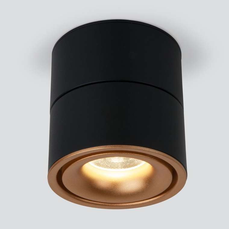 Накладной потолочный светодиодный светильник DLR031 15W 4200K 3100 черный матовый/золото Klips