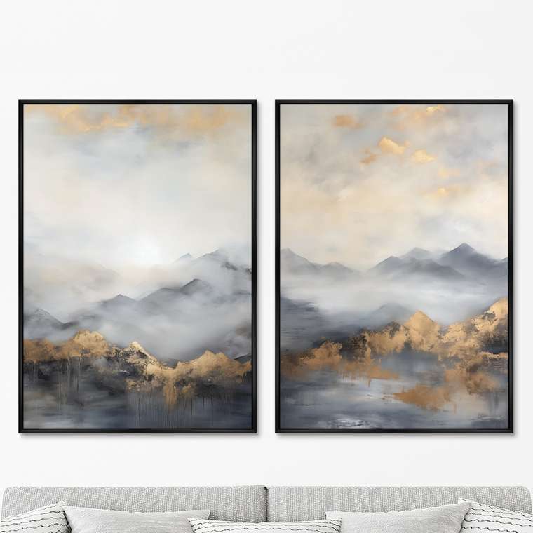 Набор из двух репродукций картин Landscape collection, Mountain peaks, 2024г.