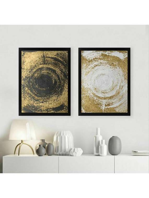 Набор из двух картин Decor 34x44 бело-золотого цвета