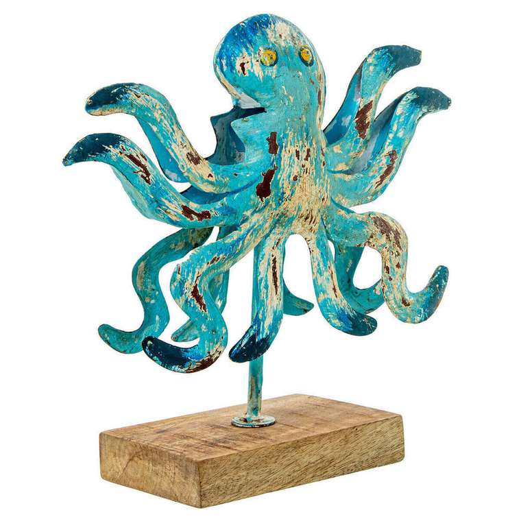 Декоративная фигура Синий Железо Осьминог 28 x 10 x 28 cm