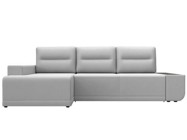 Угловой диван-кровать Чикаго белого цвета (экокожа) левый угол