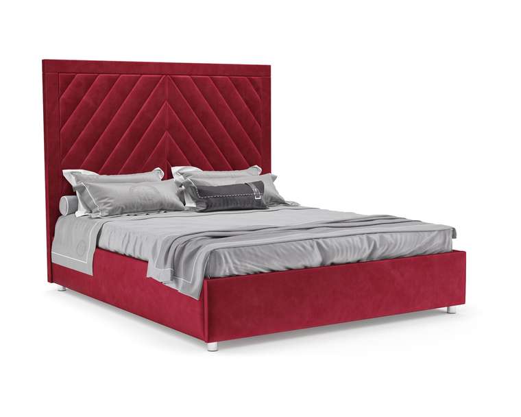 Кровать Мишель 140х190 красного цвета с подъемным механизмом (вельвет) 