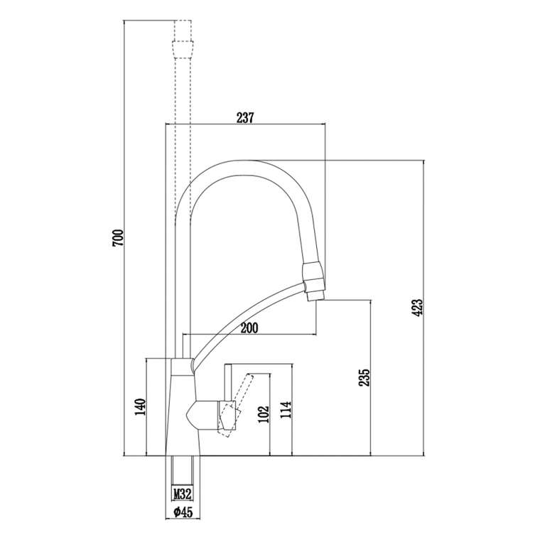 Смеситель для кухни с гибким изливом Fmark FS8255H-04, черный
