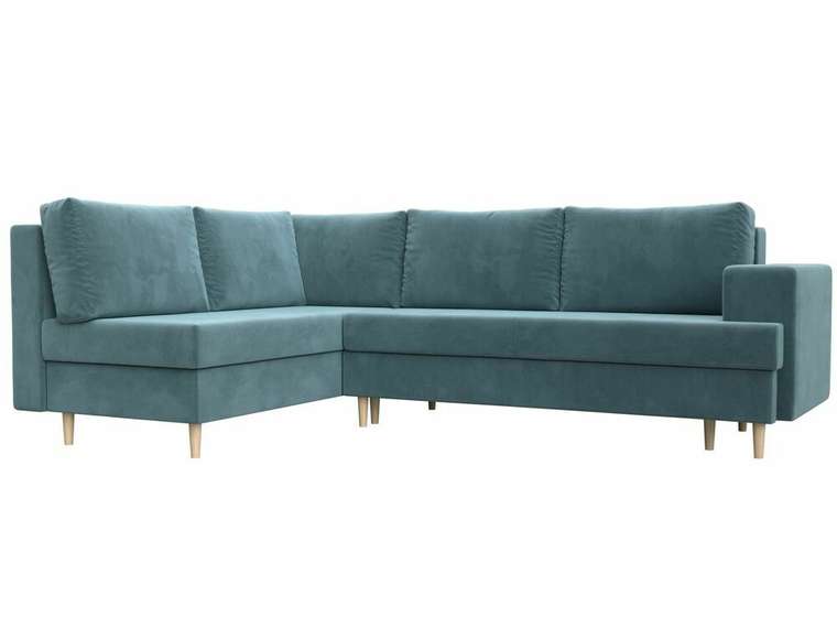 Угловой диван-кровать Сильвана бирюзового цвета левый угол