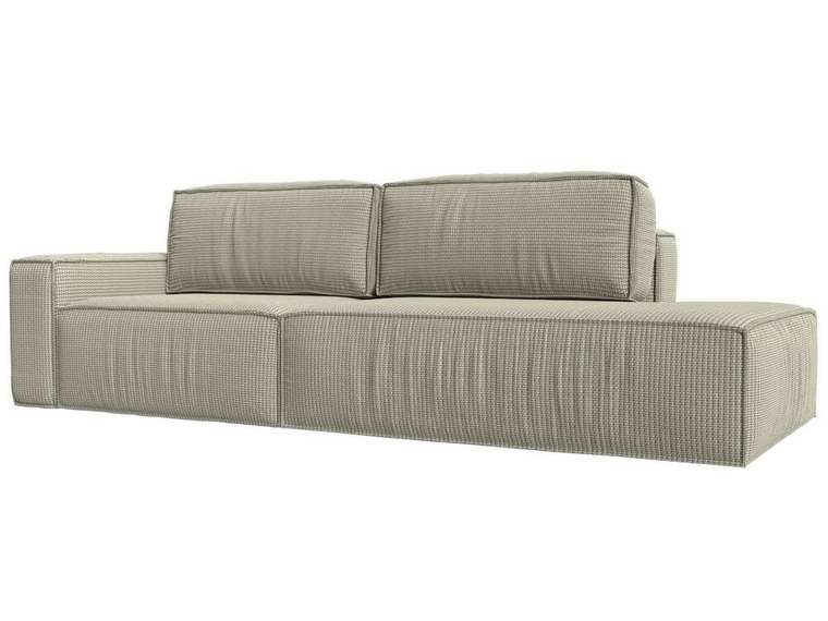Прямой диван-кровать Прага модерн серо-бежевого цвета подлокотник слева