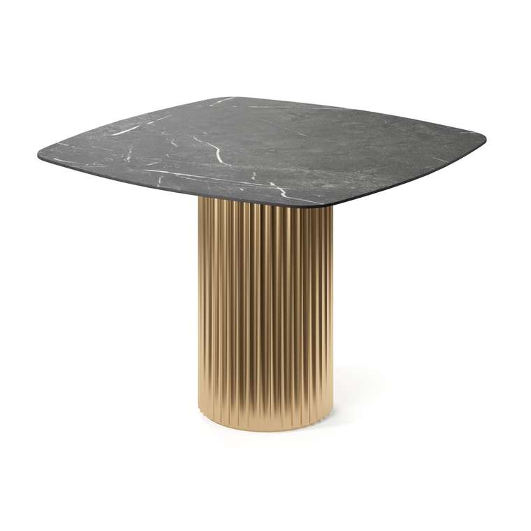 Обеденный стол квадратный Капелла на золотом основании