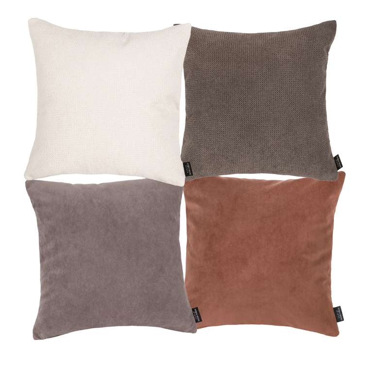 Комплект из четырех чехлов для подушек Adria/Toffee/Union 45х45 коричнево-молочного цвета