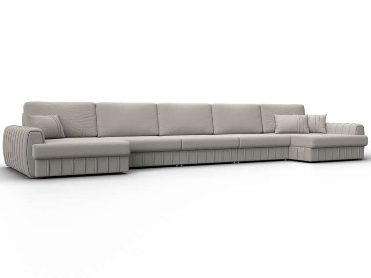 Угловой диван-кровать Лига-057 МегаЛонг светло-бежевого цвета