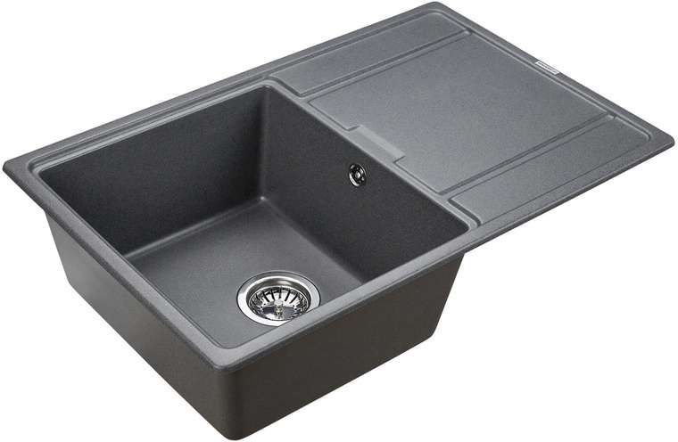 Кухонная мойка прямоугольная Paulmark Flugen 78х50 см графитового цвета