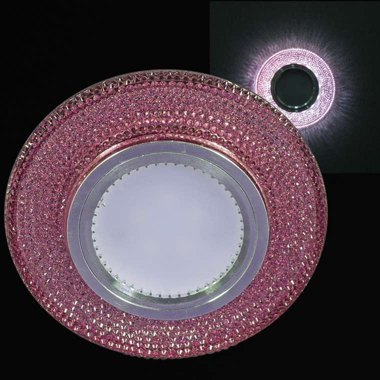 Встраиваемый светильник 14350-9.0-001LD MR16+LED3W PK (стекло, цвет розовый)