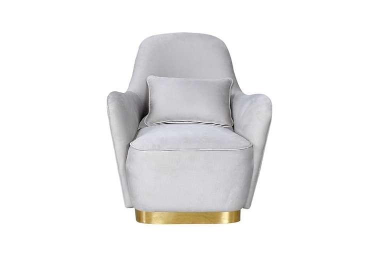 Кресло в обивке из велюра серо-кремового цвета