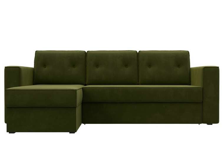 Угловой диван-кровать Принстон зеленого цвета левый угол 