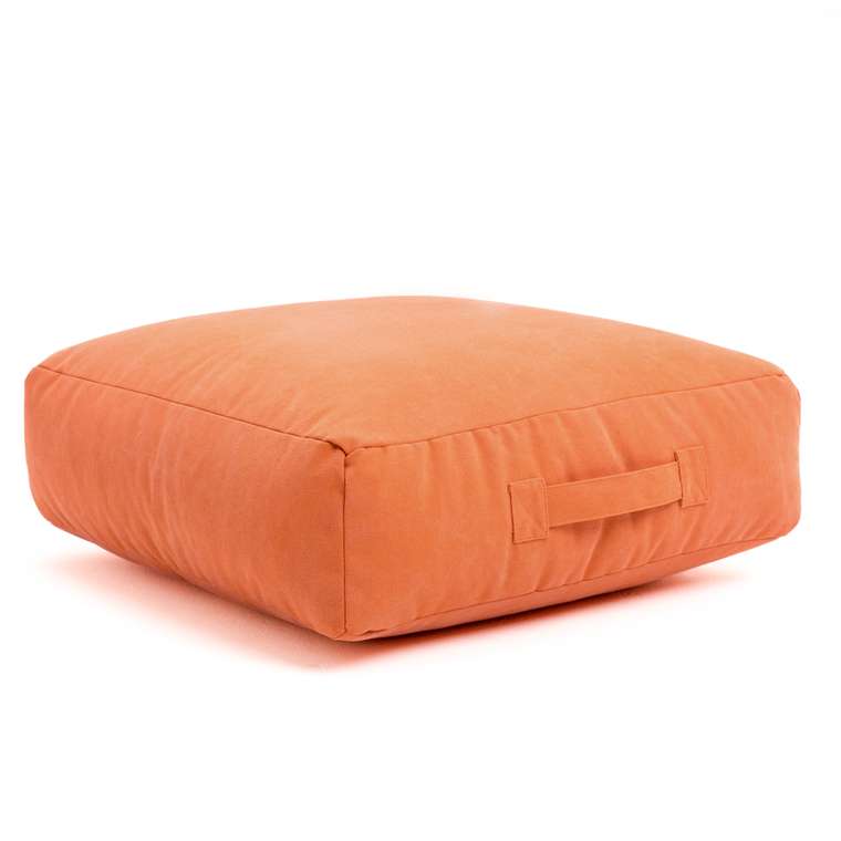 Пуф-подушка из натурального хлопка оранжевого цвета